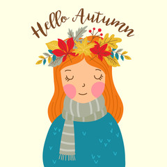 Hello Autumn greeting card design