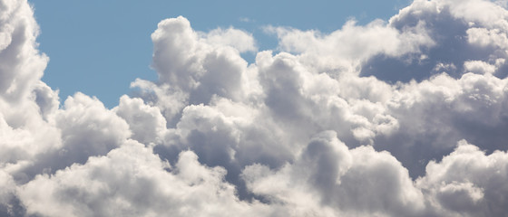 Naklejka na ściany i meble Fluffy clouds on a widescreen photo