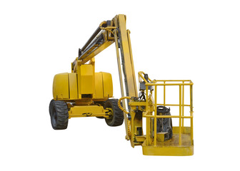 yellow industrial lifter isolated on white background