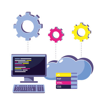 computer programming code and cloud data with gears