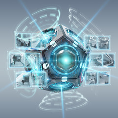 Futuristic drone security camera illustration 3D rendering