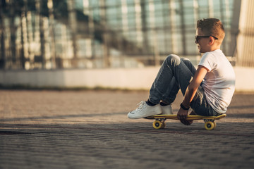 Portrait of Skater Boy in White T-shirt