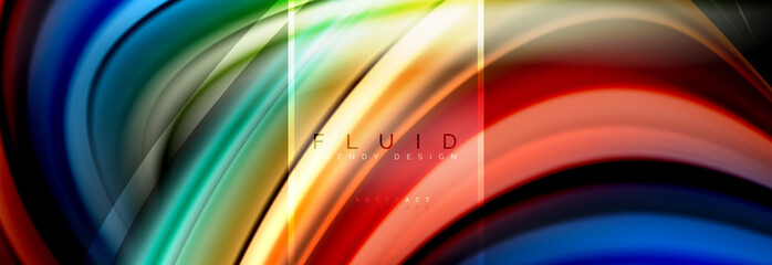 Fluid colors abstract background colorful poster, twisted liquid design on black, colorful marble or plastic wave texture backdrop, multicolored template for business or technology presentation or web