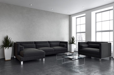 large luxury modern bright interiors apartment Living room illustration 3D rendering computer generated image