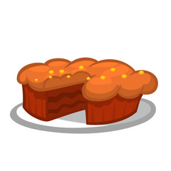 Thanksgiving piece of pumpkin pie. National holiday. Traditional food. Cartoon illustration isolated.

