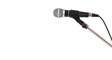 Obraz premium Close up of Microphone on stand in conference room