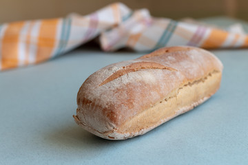 loaf of  homemade bred baced from wheat flour