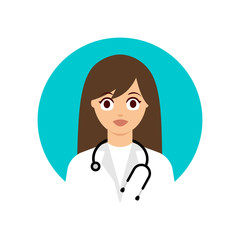 Female doctor flat icon.Concept of medicine, health and medicine online.