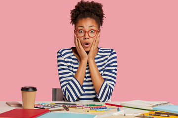 Shocked dark skinned penwoman has deadline for creating masterpiece, forgets about something...