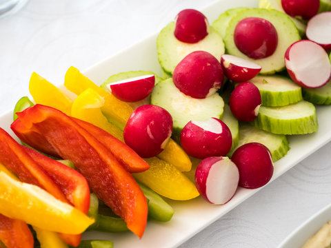 Close Up Of A Plate With Mixed Vegetables