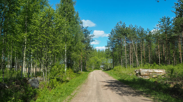 driving rural road in finland