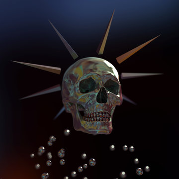 metal skull with spiked wreath