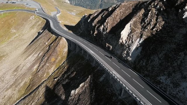 Aerial view of Fuscher Torl on Grossglockner scenic High Alpine Road, Austria