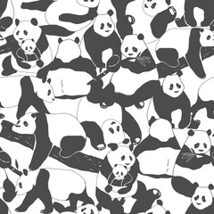 Cute Panda bear Seamless Pattern illustration for Textile Print, Poster, Cover, Children and Nursery Room, Wallpaper in vector © wooster