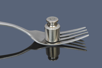 Metal weight for medical scales on the fork