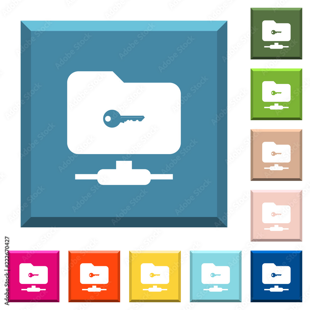 Poster ftp secure white icons on edged square buttons