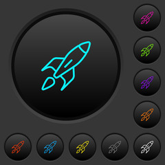 Launched rocket dark push buttons with color icons