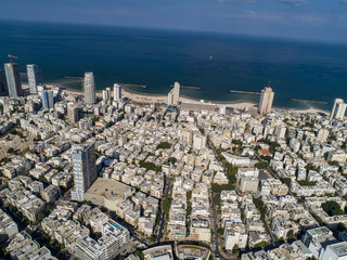 View from the dune at Dizengoff Square and Bauhaus-style buildings in Tel Aviv, Israel