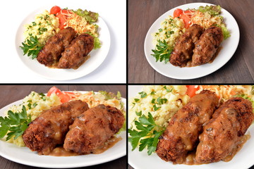 kotlety mielone z ziemniakami i surówką