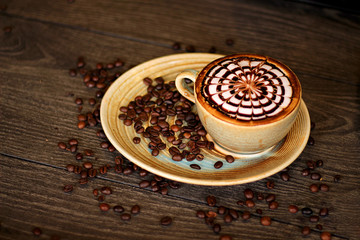 Capuccino and coffee with a nice role in the cup
