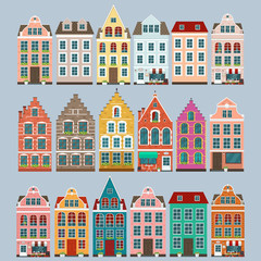 Set of european colorful old houses