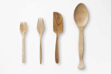 Kitchenware isolate on white paper texture background