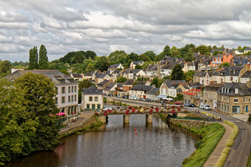 Fototapeta na wymiar River Oust in the city of Josselin - Brittany, France