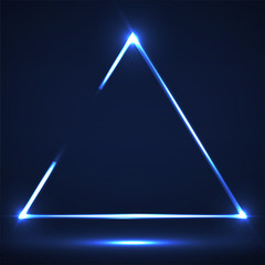 Abstract neon triangle with glowing lines. Vector design element - obrazy, fototapety, plakaty