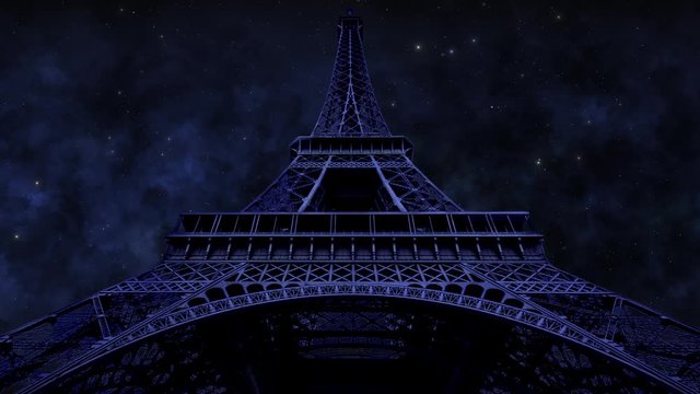 The Eiffel Tower by moonlight.