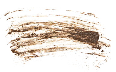 drops of mud sprayed isolated on white background, with clipping path, top view
