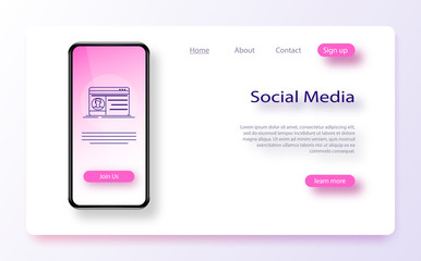 Website template for websites, or apps. Landing page website wireframe interface template. Social media.