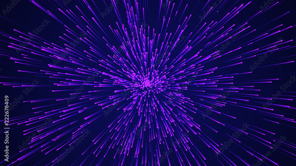 Poster Abstract circular speed background. Starburst dynamic lines pattern. Abstract data flow background. 3D rendering.