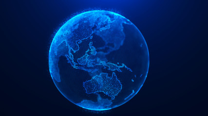Global planet background. Global network planet Earth. 3D rendering. World map point. - obrazy, fototapety, plakaty