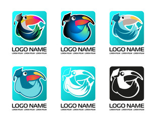 Cute toucan. Logo template for education. Creative, digital abstract colorful icons, elements and symbols, logo collection, template © Dzmitry Sukhavarau