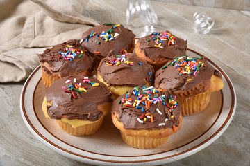 Plate of homemade cupcakes