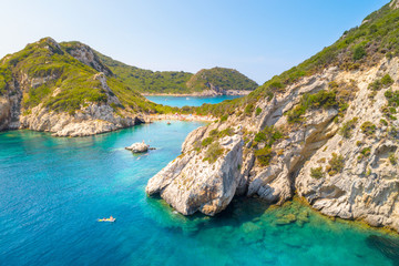 Fototapeta na wymiar Porto Timoni is an amazing beautiful double beach in Corfu, Greece