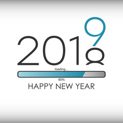 Happy New Year 2019 greeting card with loading bar. Vector illustration.