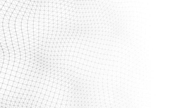 Wave white background. Abstract white futuristic background. Wave with connecting dots and lines on dark background. Wave of particles. 3D rendering.
