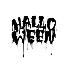 Obraz premium Happy Halloween vector handwritten lettering with Flowing blood.