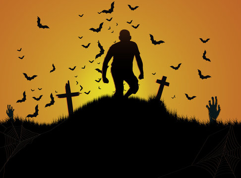 Halloween cemetery background.