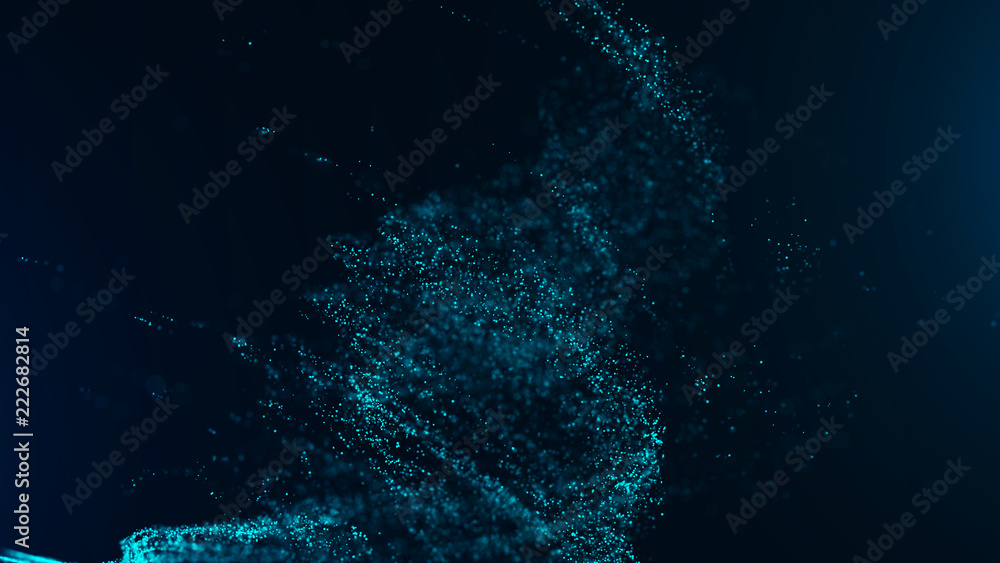 Fototapete Big data visualization. Digital background. Analytics representation. Wave of particles. 4k rendering.