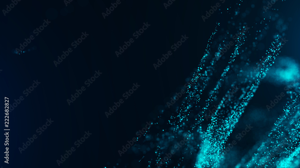 Fototapete Big data visualization. Digital background. Analytics representation. Wave of particles. 4k rendering.