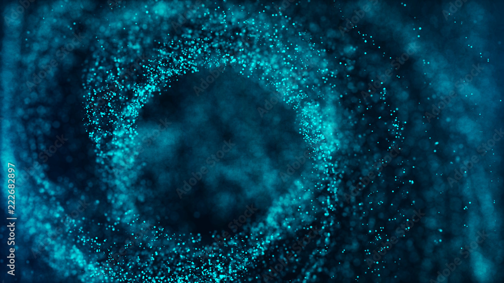 Poster Big data visualization. Digital background. Analytics representation. Wave of particles. 4k rendering.