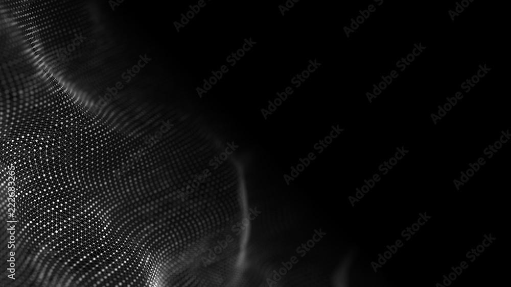 Fototapete Data technology background. Abstract background. Connecting dots and lines on dark background. 3D rendering. 4k.