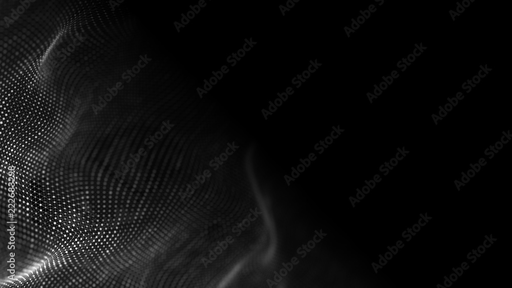 Poster data technology background. abstract background. connecting dots and lines on dark background. 3d re