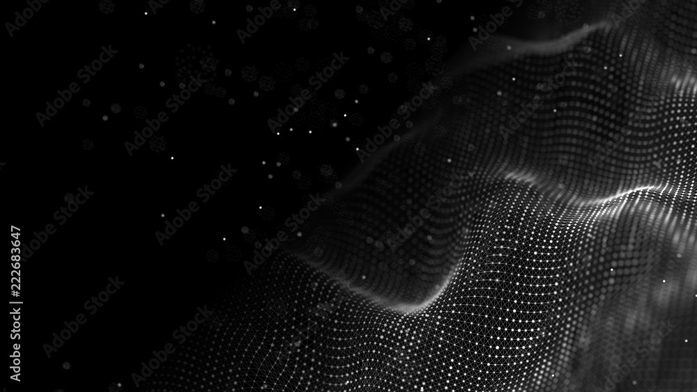Poster data technology background. abstract background. connecting dots and lines on dark background. 3d re