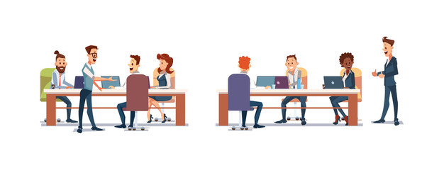 People Work in Office. Vector Illustration.