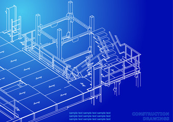 Metal constructions. Volumetric constructions. 3D design. Abstract backgrounds. Cover