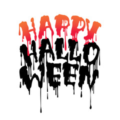 Obraz premium Happy Halloween vector handwritten lettering with Flowing blood.