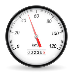 Speedometer. White car dashboard gauge